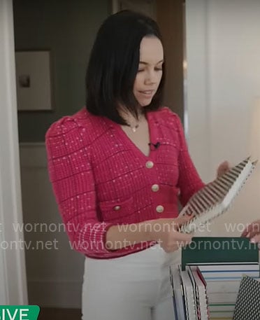 Jo Ling Kent's pink cardigan on CBS Mornings