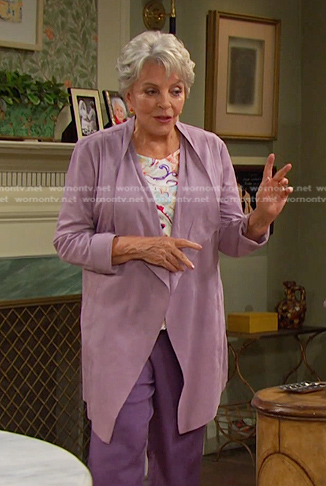 Julie's lilac suede draped jacket on Days of our Lives