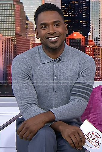 Justin's grey stripe sleeve cardigan on Today