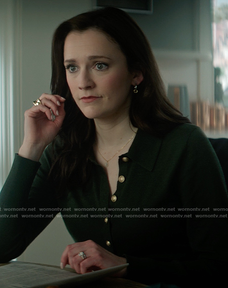 Kate's green gold button blouse on You