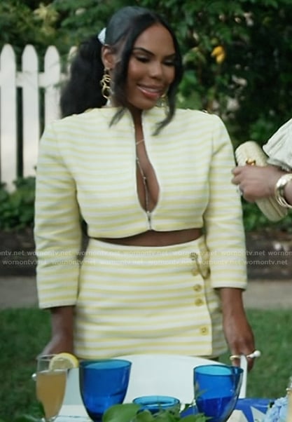 Kelli's yellow striped top and mini skirt  on The Real Housewives of Atlanta