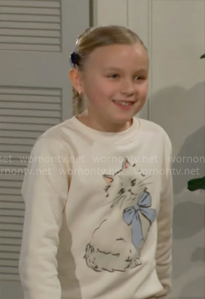 Kelly's cat sweatshirt on The Bold and the Beautiful