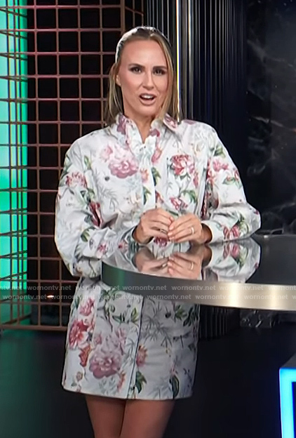 Keltie's white floral print mini dress on E! News