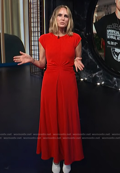 Keltie's red gathered front dress on E! News