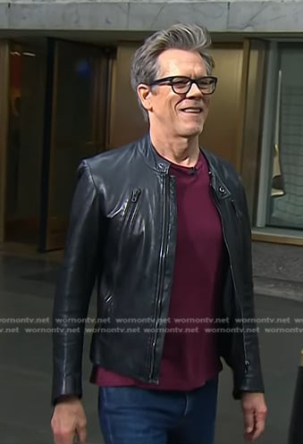 Kevin Bacon's black zip leather jacket on Today