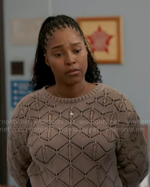 Kiana's pointelle knit sweater on Chicago PD