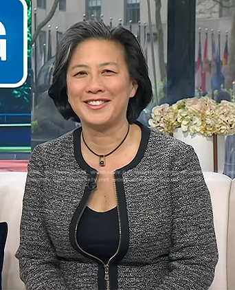 Kim Ng's black twee zip jacket on Today