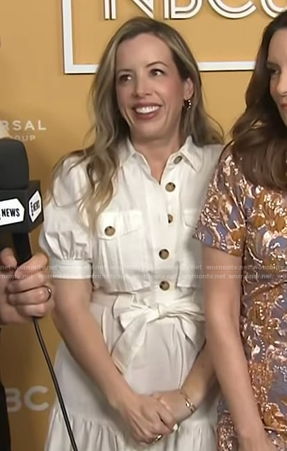 Lang Fisher's white shirtdress on E! News