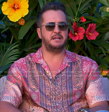 Luke Bryan's red print bowling shirt on American Idol