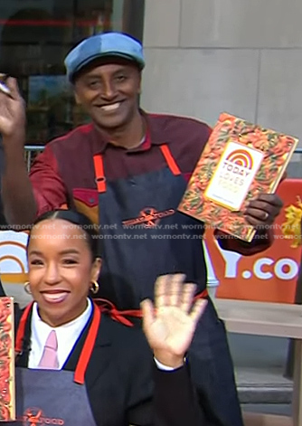 Marcus Samuelsson's bronw colorblock shirt on Today