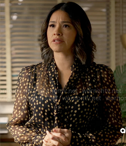 Marion's polka dot tie neck blouse on Will Trent