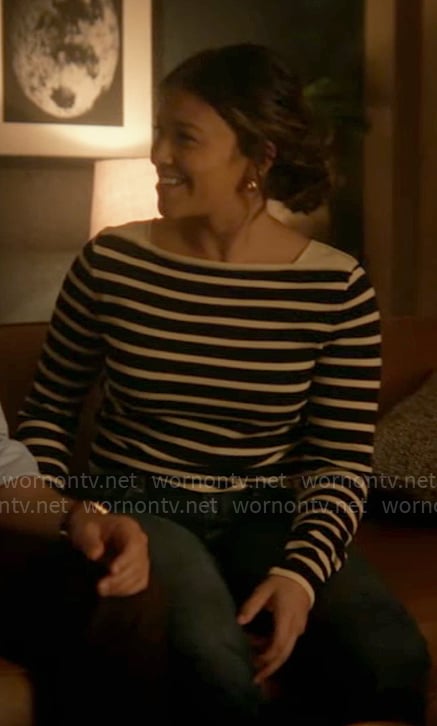 Marion's black striped sweater on Will Trent