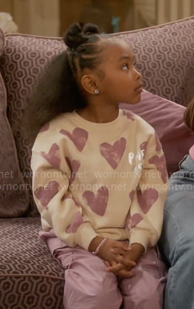 Maya's heart sweatshirt on Poppas House