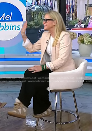 Mel Robbins' taupe high top sneakers on Today