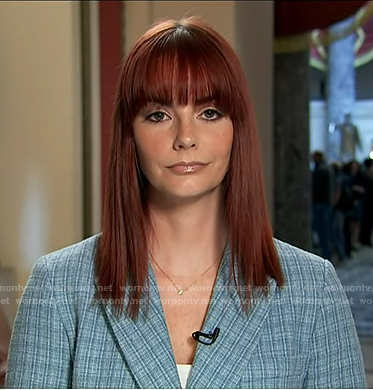 Melanie Zanona's blue plaid blazer on NBC News Daily