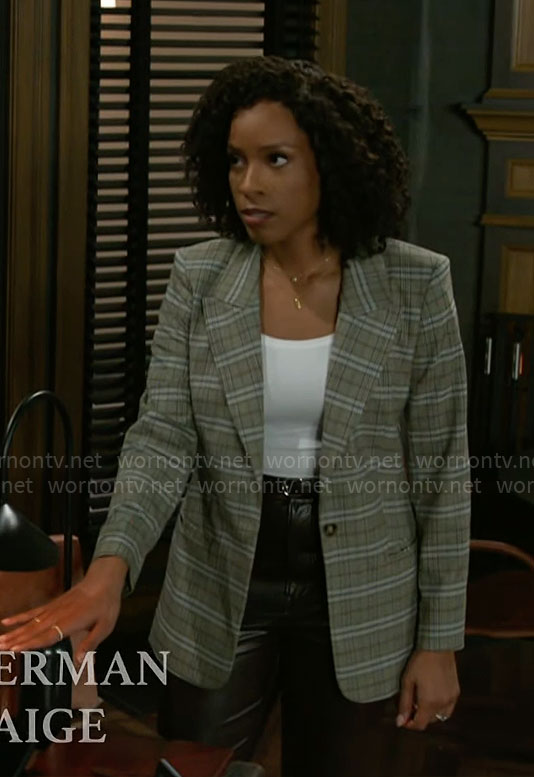 Naomi's grey plaid blazer on Beyond the Gates