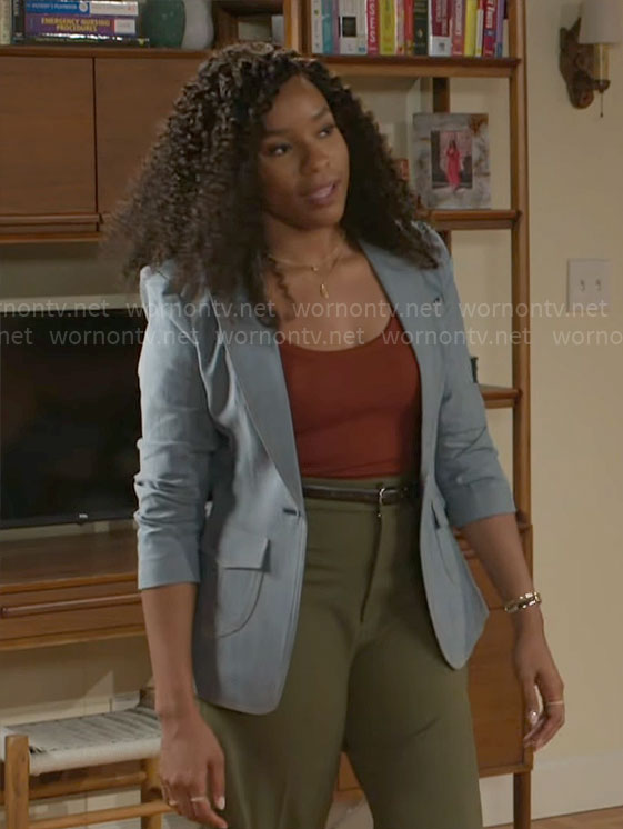 Naomi's denim blazer on Beyond the Gates