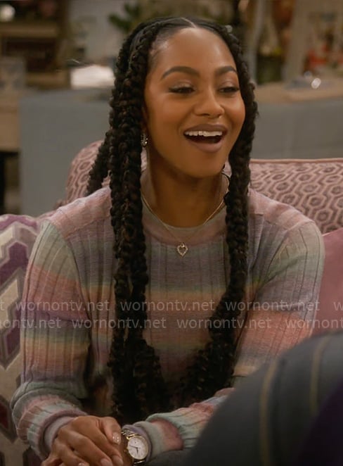 Nina's rainbow ombre sweater on Poppas House