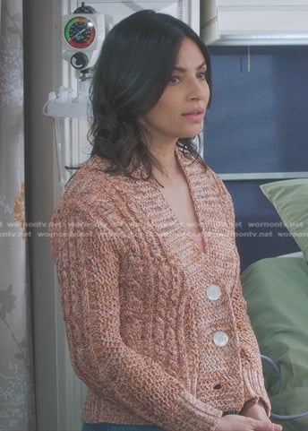 Nora's pink marled cardigan on Greys Anatomy