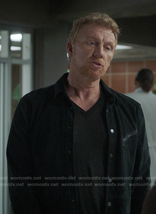 Owen Hunt's black suede jacket on Greys Anatomy