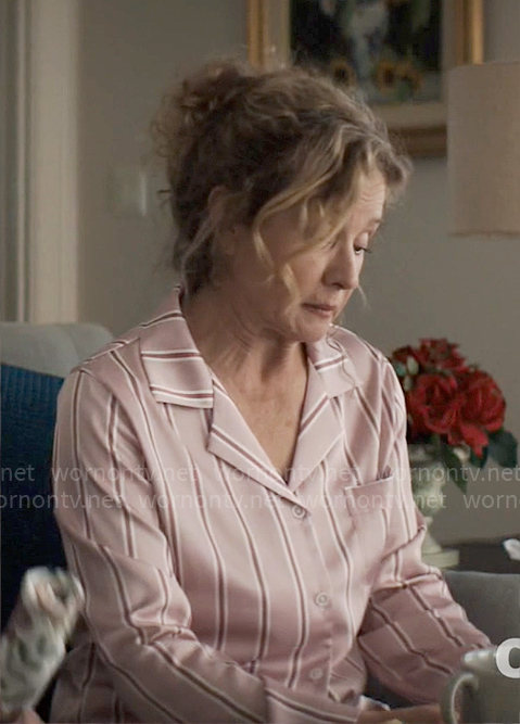 Patty's pink striped pajamas on Grosse Pointe Garden Society