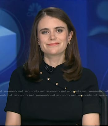 Pippa Stevens' black knit dress with gold buttons on NBC News Daily