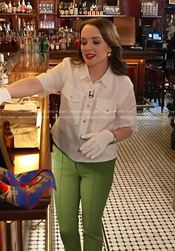 Rachel Dorion Guerin's white shirt and green pants on Today