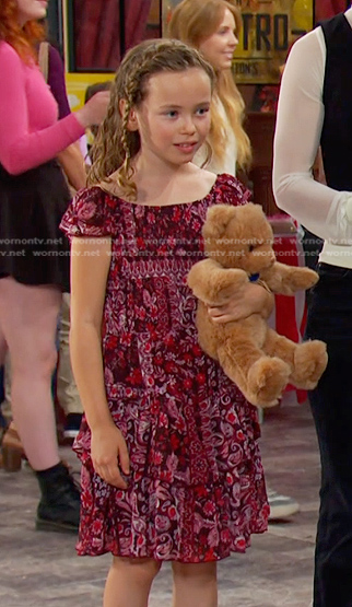 Rahcel's red floral dress on Days of our Lives