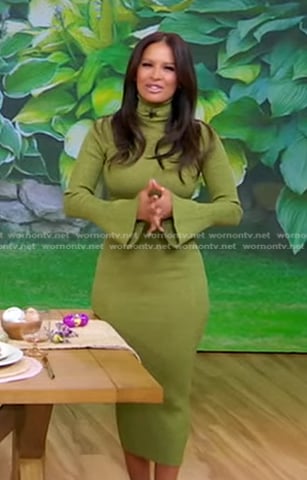 Rocsi Diaz's green turtleneck knit dress on Good Morning America