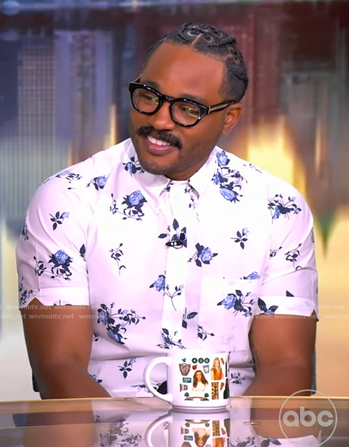 Ryan Coogler's white floral print shirt on The View