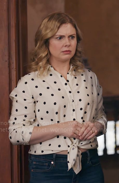 Sam's polka dot shirt on Ghosts