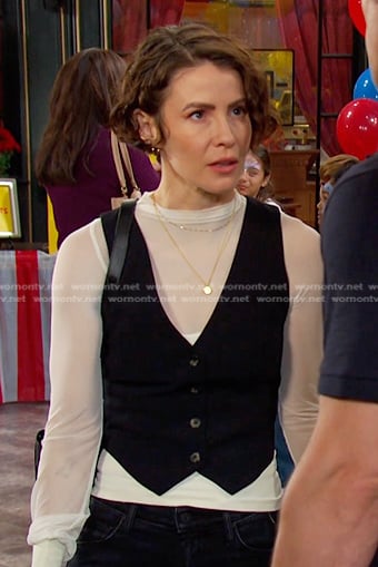 Sarah's black vest and sneakers on Days of our Lives