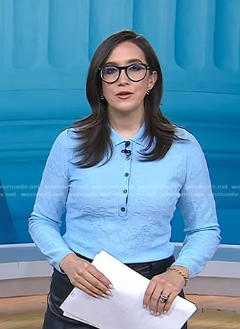 Savannah's blue long sleeve polo top on Today