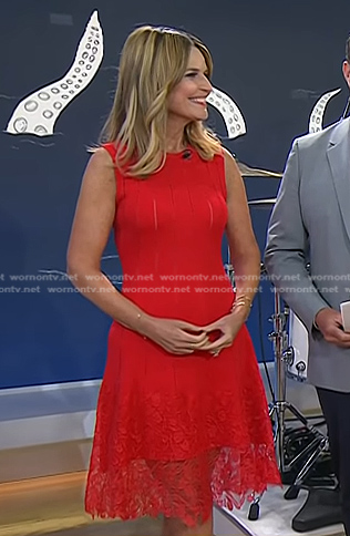 Savannah's red lace hem dress on Today