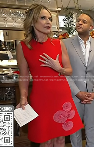 Savannah's red rosette dress on Today