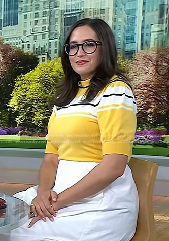 Savannah's yellow striped sweater on Today