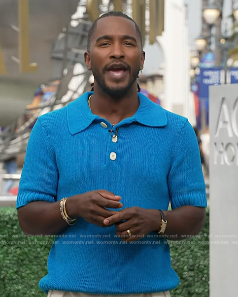 Scott's blue knit polo on Access Hollywood