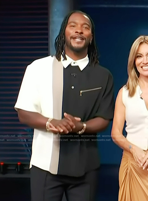 Scott's colorblock shirt on Access Hollywood
