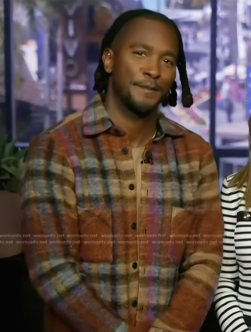 Scott's plaid fuzzy jacket on Access Hollywood