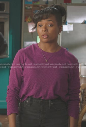 Simone's purple long tee on Greys Anatomy