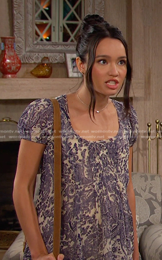 Sophia's purple print top on Days of our Lives