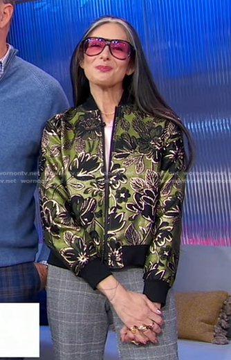 Stacy London's green floral bomber jacket on Good Morning America