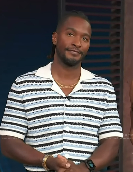 Scott's stripe knit polo on Access Hollywood