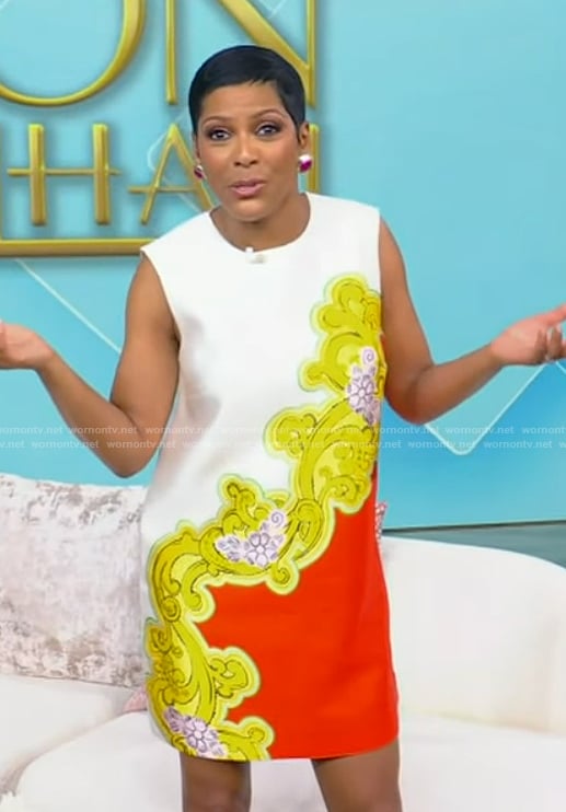 Tamron's paisley print shift dress on Tamron Hall Show