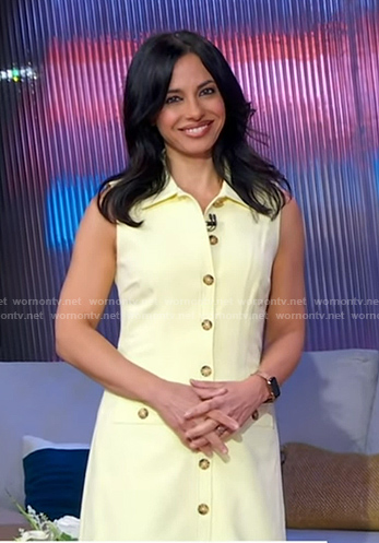 Dr. Tara Narula's yellow button front mini dress on Good Morning America