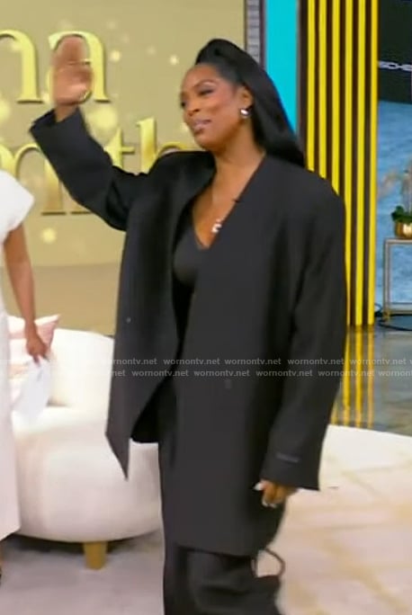 Tasha's black oversized blazer on Tamron Hall Show