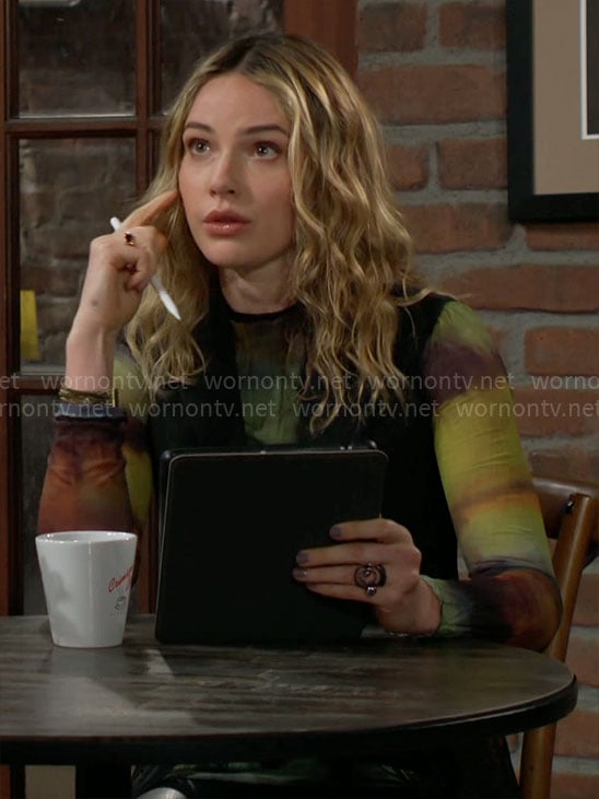 Tessa's tie dye mesh dress on The Young and the Restless