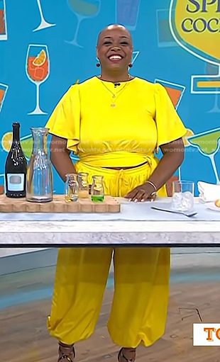 Tiffanie Barriere's yellow cropped top and pants on Today