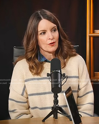 Tina Fey's cream striped knit sweater on Today