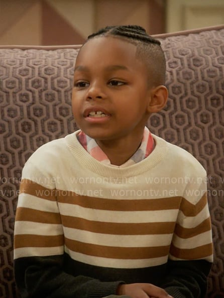 Trey's striped colorblock sweater on Poppas House